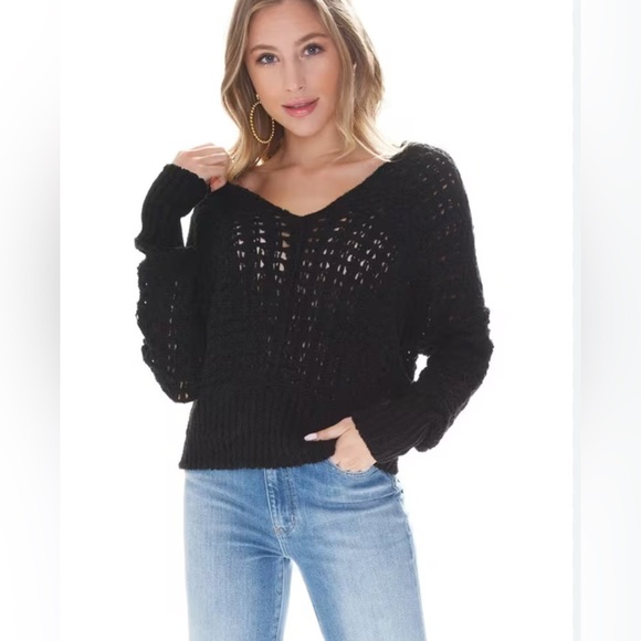 Free people black knit best if you sweater too small/xs - Picture 1 of 6